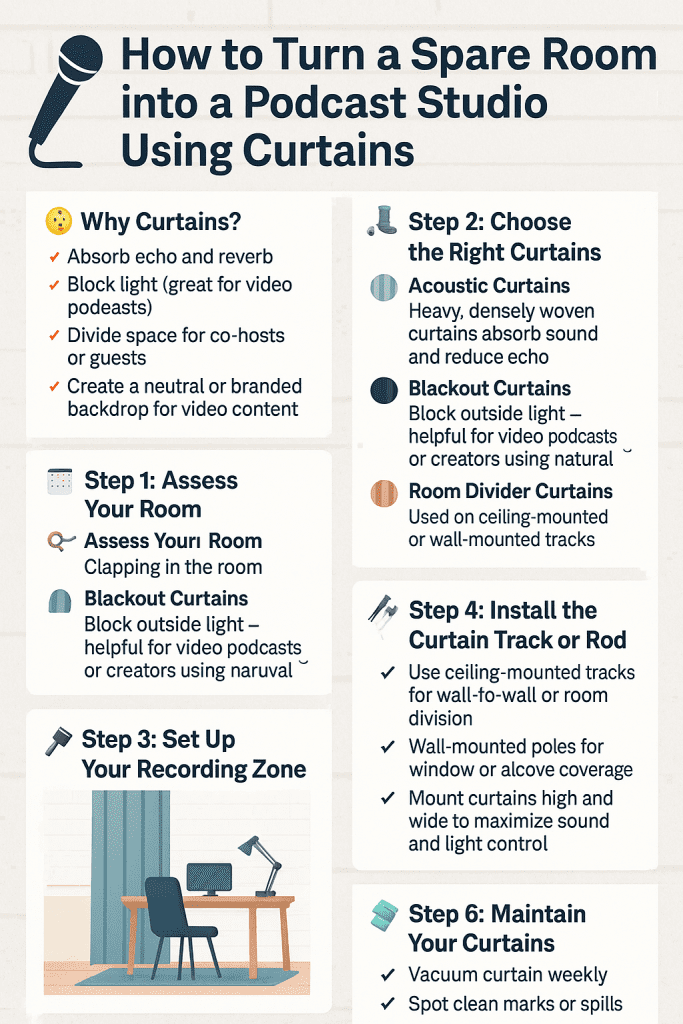 How to Turn a Spare Room into a Podcast Studio Using Curtains